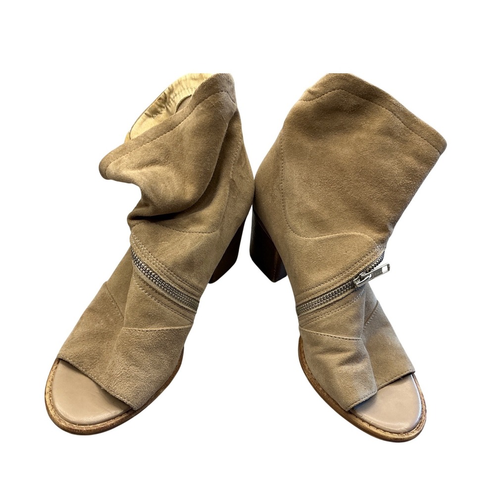 Summit by White Mountain Made in Italy Tan Suede Peep Ankle Boots Size 39 US 8.5